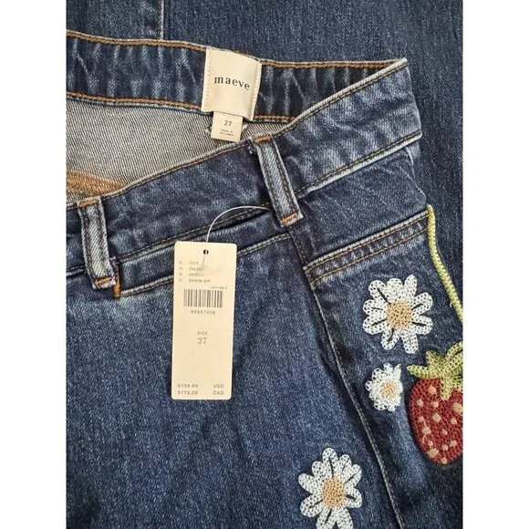 NWT Size 27- Maeve Wide-Leg Jeans Strawberry Embroidered (NWT US$ 158) - Picture 16 of 16